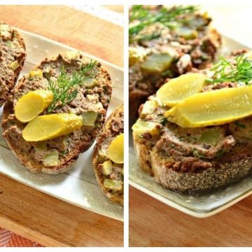 Бутерброды из куриной печени и соленых огурцов